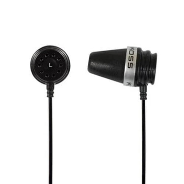 Koss noise isolating earbuds with volume control, perfect for school headphones and education use, delivering high fidelity sound.